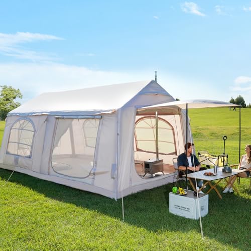 Image of ABORON Inflatable Camping Tent, 4 /6 /8 /10 /12 Person Easy Setup Blow Up Tent with Hand Pump, PU3000mm Waterproof 4 Season Glamping Tent for Outdoor Camping