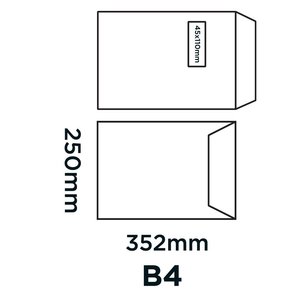 Blake Premium Office | sobres B4 con ventana (35.2 x 25cm) | 250 unidades | 120gr | certificado FSC | tira autoadhesiva | sobres oficina y comerciales | blancos | papel | modelo 38116