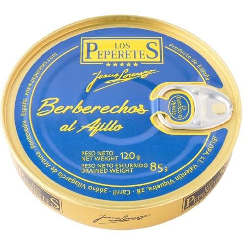 Berberechos al Ajillo Los Peperetes – Conserva Gourmet de Galicia | Marisco Seleccionado | Elaboración Artesanal | Lata de Lujo para Regalo