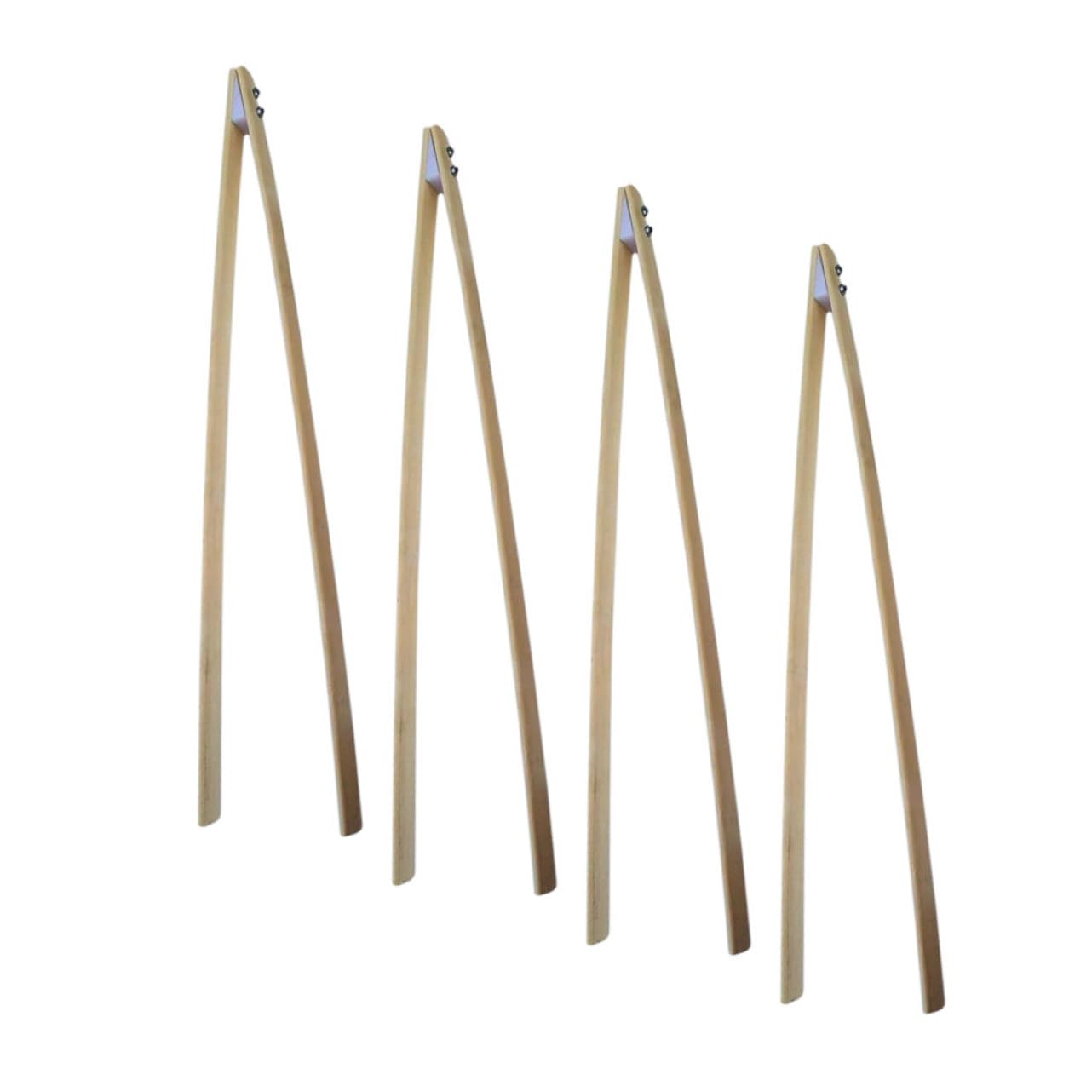 Müllpicker aus Bambus 4 Stück Müllzange mit Bequemer Handhabung und Langer Greifhilfe für Müllsammlung im Outdoor Bereich