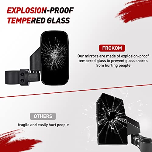 Image of Frokom UTV Side Mirrors,Universal Powersports Rear View Mirrors for 1.6 inch - 2 inch Roll Cage Polaris Ranger RZR Pioneer Can Am Commander Kawasaki Mule Teryx Rhino Yamaha Wildcat Cfmoto Kubota RTV