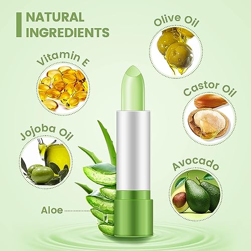 Ownest 5 Packs Aloe Vera Lipstick, Long Lasting Nutritious Soothing Lip Balm, Lips Moisturizing Magic Temperature Color Change Lipstick thumb #4