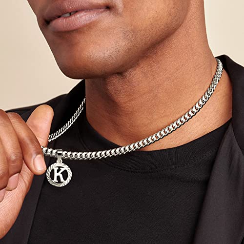 KissYan Gold Initial Necklace,14K Gold Plated Round Letter Pendant Hollow Capital Monogram 5mm Cuban Chain Necklace Alhpabets from A-Z Dainty Jewelry for Women Men3