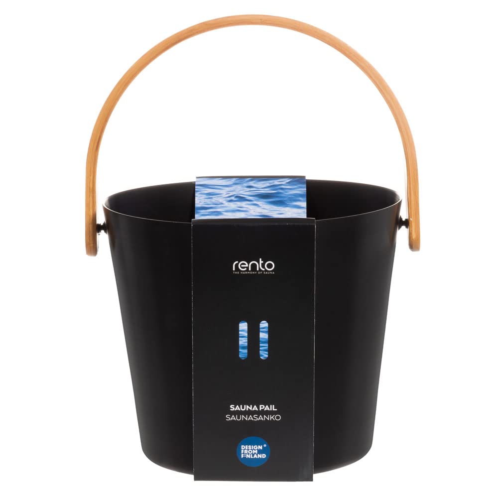 Hochwertige Sauna- Set's inkl. digitaler POOL Total Saunabroschüre (Saunakübel mit Henkel + Saunakelle, Schwarz) – Saunazubehör – Made in Finland