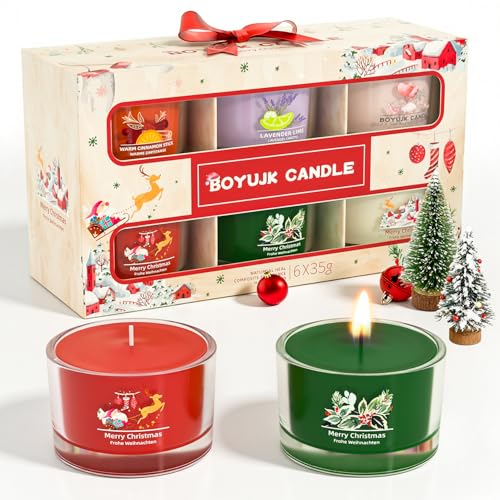 Duftkerze Weihnachten, Weihnachtskerze Set 6er Pack, Weihnachtskerzen...