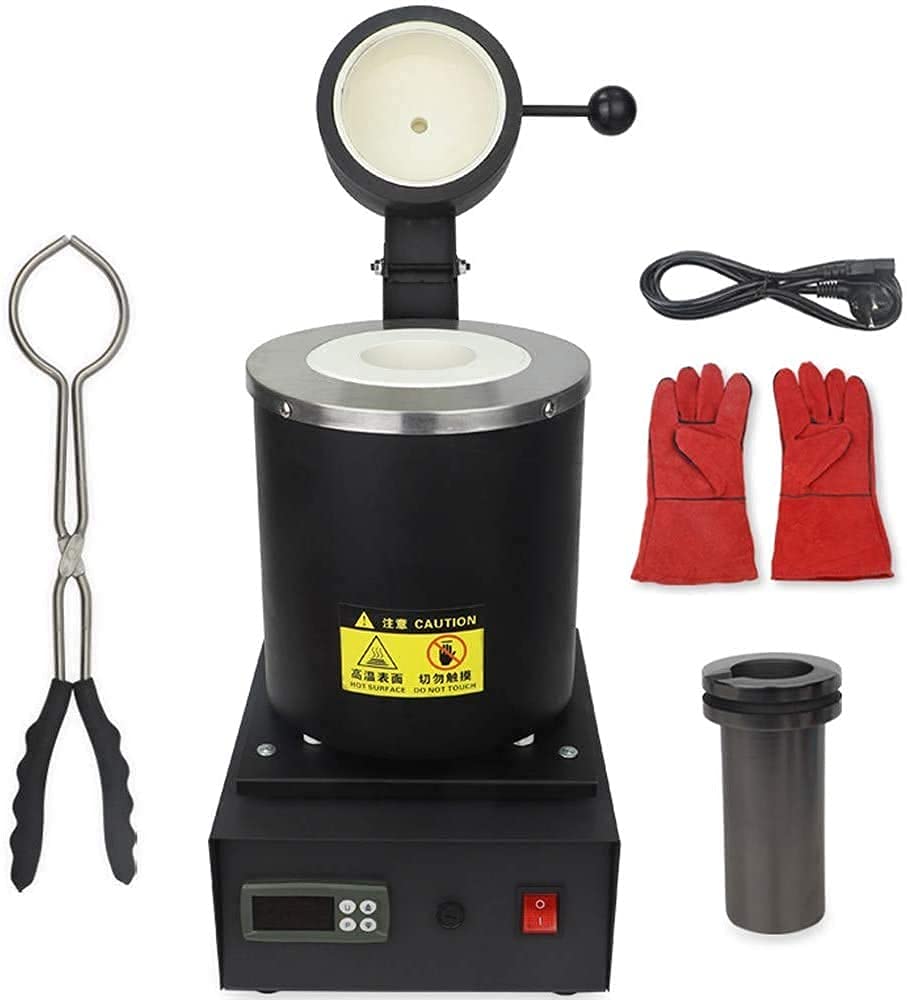 FARIDHO Gold Melting Furnace kit, 1150℃/2102 ℉ Automatic Digital Melting Furnace Machine with Graphite Crucible for Metal Gold Silver Jewelry Copper Refining Casting Furnace,1KG(1kg)