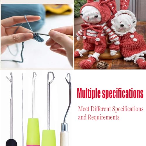 Hamiyell HM-07 Pack Of 5 Different Sizes Latch Hook Crochet Needle Hook Tools thumb #3