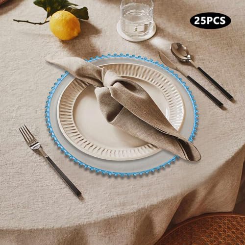 25 platos cargadores azules 12.6 pulg con borde con cuentas miniatura 2