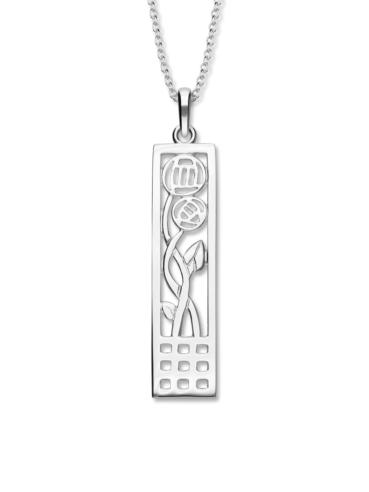 ORTAK 925 Sterling Silver Handmade Pendant Necklace Charles Rennie Mackintosh Design Inspired Art Nouveau Era High Polish Scottish Fine Jewellery Made In Scotland