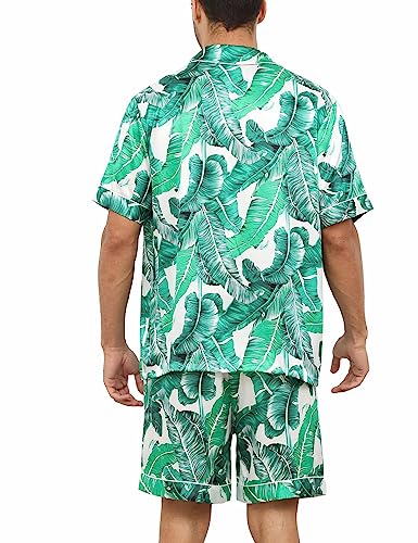 Image of SWOMOG Satin Matching Pajamas Sets Couple Silk Button Down Nightwear Women & Men Short Sleeve Sleepwear 2 Pieces Loungewear