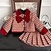 Toddler Girls Bow Lapel Plaid Button Up Jacket with A-Line Pleated Mini Skirt Baby Kids Cute 2 Piece Outfits for 2-8 Years