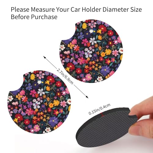 Portavasos Rojo Floral 2 Piezas Neopreno para Auto miniatura 4
