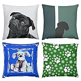 Summer Dog Pillow Covers 12x12 Set of 4 Decorative Throw Pillow Covers Farmhouse Pillow Covers Sweet