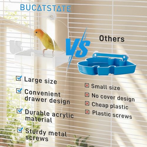 Image of Hanging Bird Bath for Cage, 3 in 1 Multifunction Bird Bath Water Bowl House, Bird Cage Accessories Suitable for Small Medium Birds Parrots Lovebird with 2 Wood Bird Cage Perch