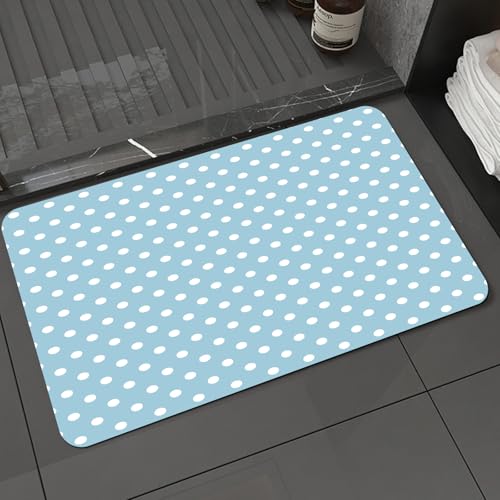 DALEXHM Alfombrilla de baño de Microfibra Alfombrilla para pies Alfombra de baño Super Absorbente Alfombra de baño,Aqua, Obra de Arte Retro Vintage de los años 50 y 60 con Lunares para Amante,40x60cm