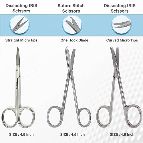 Image of A2ZSCILAB Set of 7 Pieces Scissors Forceps Hemostats Needle Holder Driver Set for Educational Training, Made of Stainless Steel