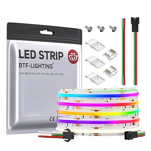 BTF-LIGHTING FCOB SPI COB RGBNW(4000K) Flexibele Hoge Dichtheid LED Strip WS2814 IC RGBW 5M 784LEDs/m 21W/M DC24V Wit PCB IP30 Chasing Kleur (zonder Controller en Voeding)