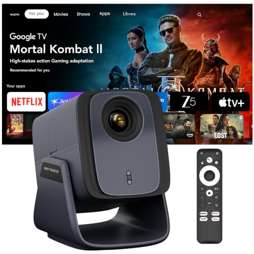 Image of Wzatco Blaze Max, Google TV Official, Native 1080P Projector 4k Ultra HD, 1800 ANSI Ultra Bright, Fully Automatic, 1:1 Throw Ratio, 16 Watt, Chromecast, Smart Home Cinema, Blue
