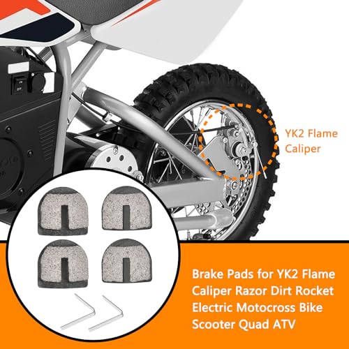 HOLATO Rounded Disc Brake Pads for Razor MX500 MX650 SX500 Mcgrath Dirt Rocket Electric Motocross Bike E500S Scooter RSF350 RSF650 Kids Street Bike Dirt Quad 500 Electric ATV YK2 Flame Caliper 4 Pcs