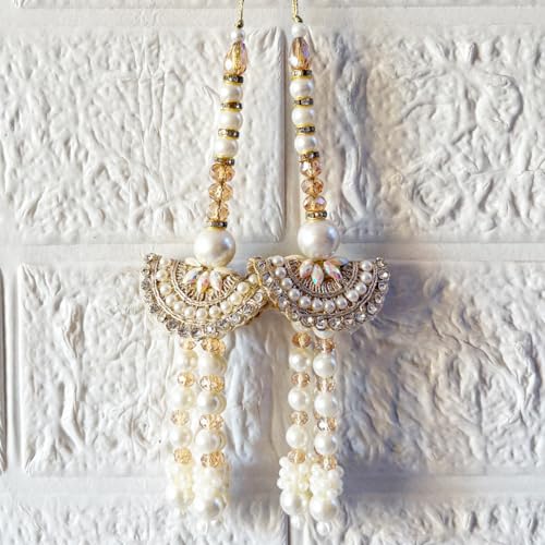 Image of Adikala Craft Store Handmade Ethnic Latkan Tassel Set of 2 for Saree Pallu, Blouse, Suits, Dupatta, Lehenga Decor (Metal Beads)