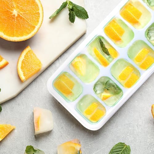 KEPLIN 2pk Silicone Ice Cube Trays with Non-Spill Lids, Easy to Remove Ice Cube Tray, LFGB Certified BPA Free, Flexible Silicone Ice Cube Moulds, Parties, Drinks, Cocktails & Frozen Liquids (Green) - View 7