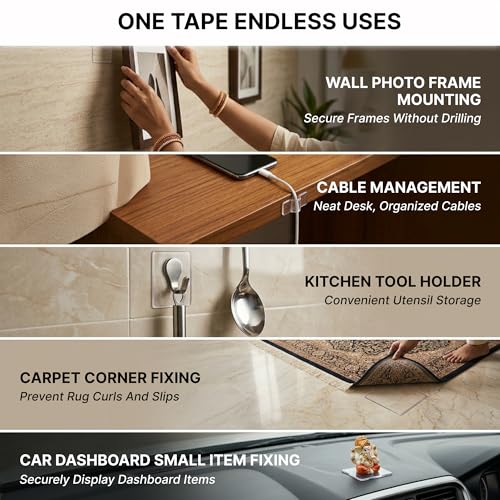 Image of DALUCI Double Sided Tape Heavy Duty for Wall Strong Adhesive Nano Tape Multipurpose Mounting Tape Removable Washable Reusable Transparent Gel Grip (Transparent, 2mm x 3m)