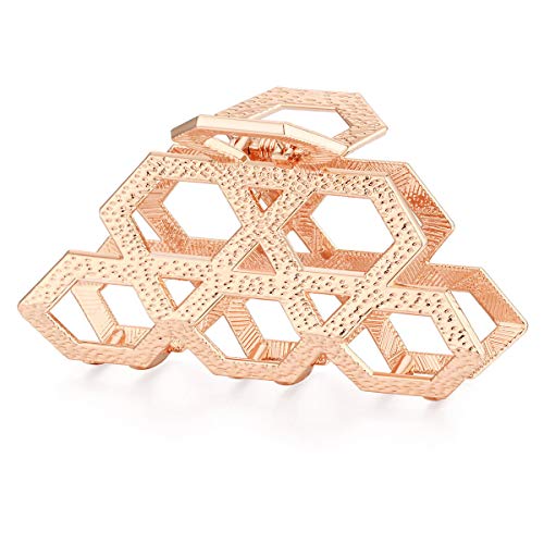 Cottvott Vintage Large Hair Claw Clips for Women Metal Jewelry Hair Accessories 3 Colors (Rose Gold Color)