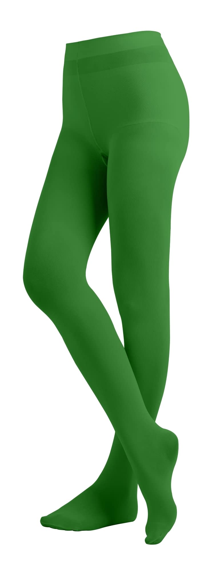 EMEM ApparelWomen's Ladies Solid Colored Opaque Dance Ballet Costume Microfiber Footed Tights Stockings Fashion Kelly Green C