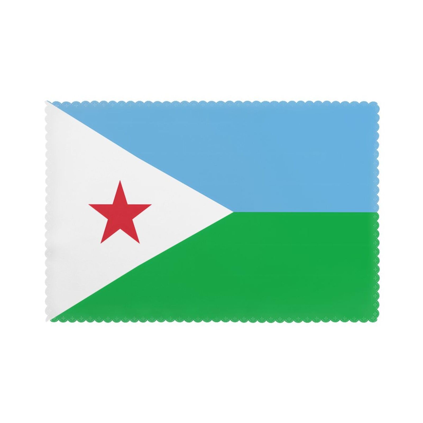 Flag of Djibouti Placemat set of 6, oil-proof and insulated dining table placemats, washable and wipeable.