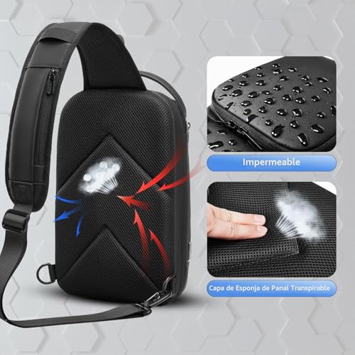 Bandolera de hombre impermeable con USB para proteger y cargar tus dispositivos 4