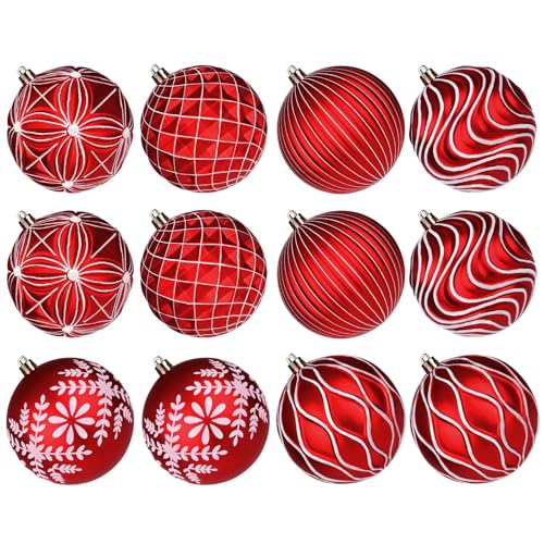 Lanpn 12 STK 10cm Große Weihnachtskugeln für Draußen, Grosse...