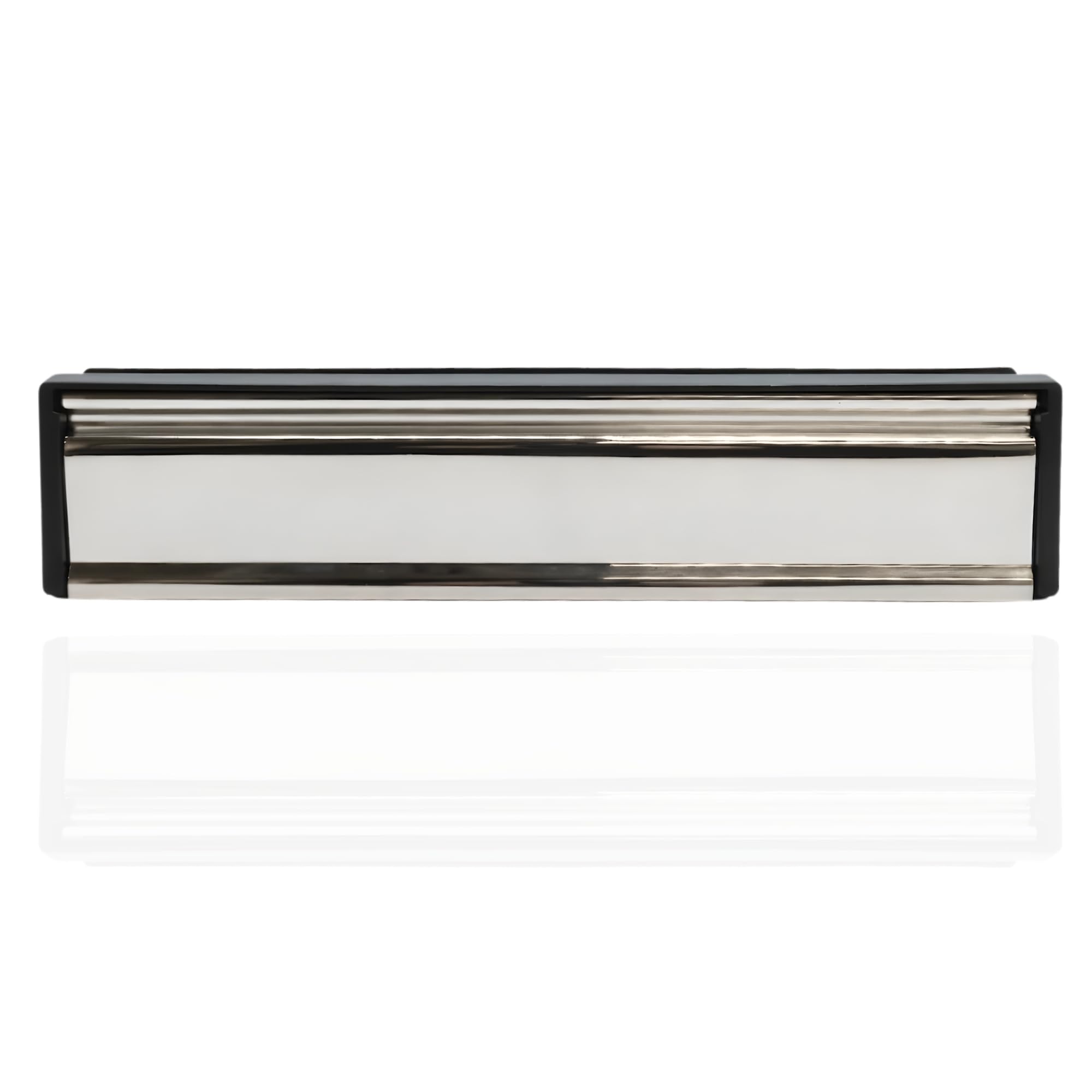 Uap Mirror Polished Firemongery Framemaster 12" Letter Box For Front Door, Stainless Steel Fd30 Fire Rated Letterplate Replacement For 44Mm Timber Doors, Dual Flap Letter Box Flap With Intumescent Lining,