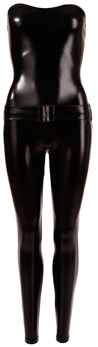 Cottelli Collection X-Large Black Wetlook Overall Jumpsuit, S