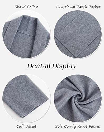 Image of Womens Long Sleeve Maxi Cardigan Open Front Oversized Knitted Sweater Coat Casual Lapel Warm Overcoat with Pockets