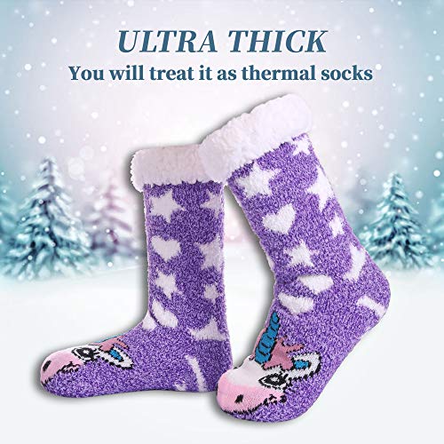 image for LANLEO Womens Cute Cartoon Animal Fuzzy Slipper Socks Winter Soft Warm