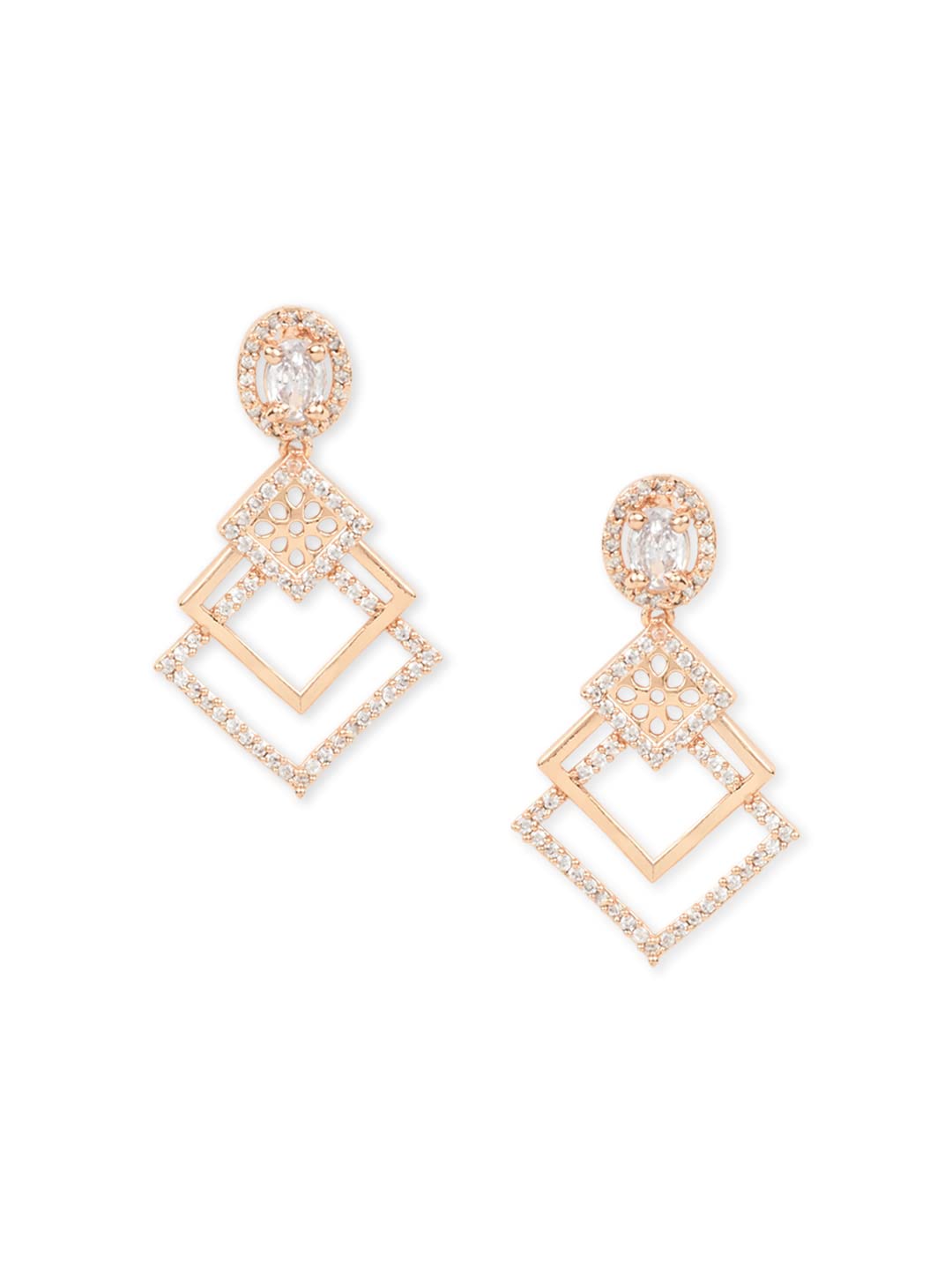 I Jewels Stylish Latest Fashion Rose Gold Plated & White AD Studded Drop Earrings for Women (E2977) (B0BFX1V813) Amazon Price History, Amazon Price Tracker
