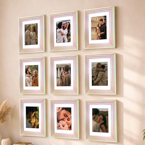 Image of Art Street Luxury Photo Frame for living room, Modern Step Design Photo Frames for Photograph, Art Work, Kids Room Set of 9 (6x8 Inch, Pink)