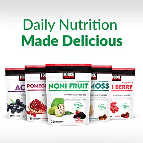 Force Factor Noni Fruit Chews For Immunity And Skin Health Support, Noni Juice Supplement, Plant-Based Antioxidant Superfood Chews, Gluten-Free, & Vegan, Apple Berry Flavor, 30 Soft Chews #TOP7