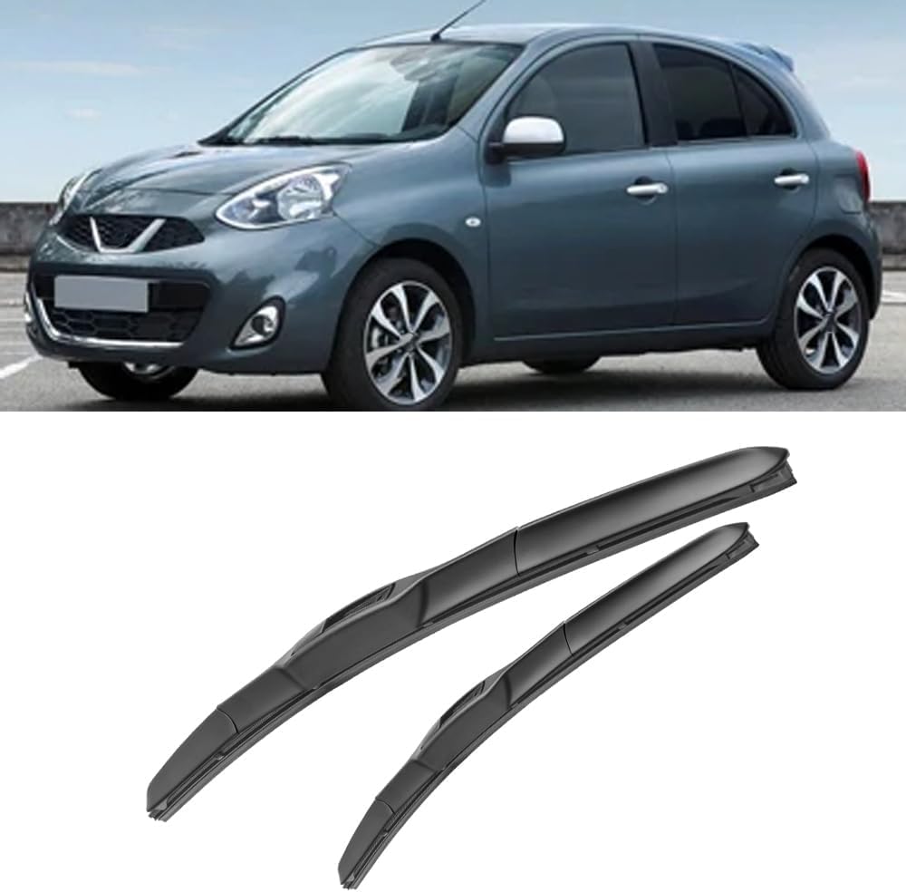 RESKIU Car Front Windshield Wiper Blade Set Replacement for Nissan Micra 2015-2016, All Season Windscreen Wipers Quiet Easy Installation