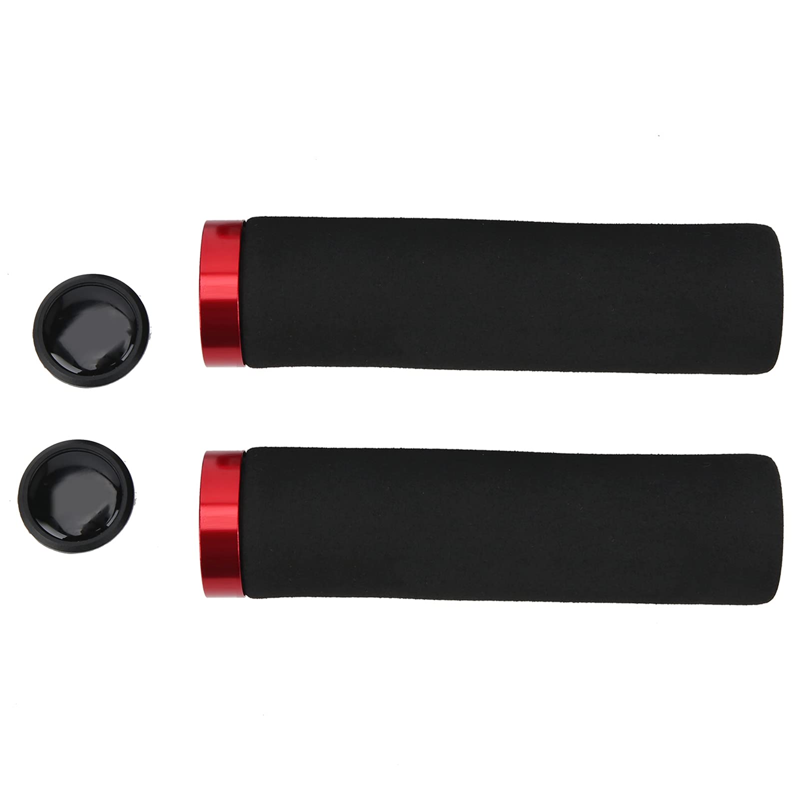 2PCS Bikes Handlebar Grips, Sponge Bikes Handlebar Grips, Skid Resistant and Skid Resistant Bikes Handle Bar Grips, Bikes Hand Bar End Grips(Black+red)