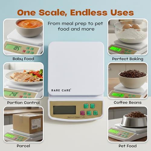 Image of Kitchen Weight Machine For Home | 10 KG Electronic Weighing Machine for Food | BackLit Tare Function 1 Year Warranty | Dual Weight Setting | Weighing Scale For Kitchen