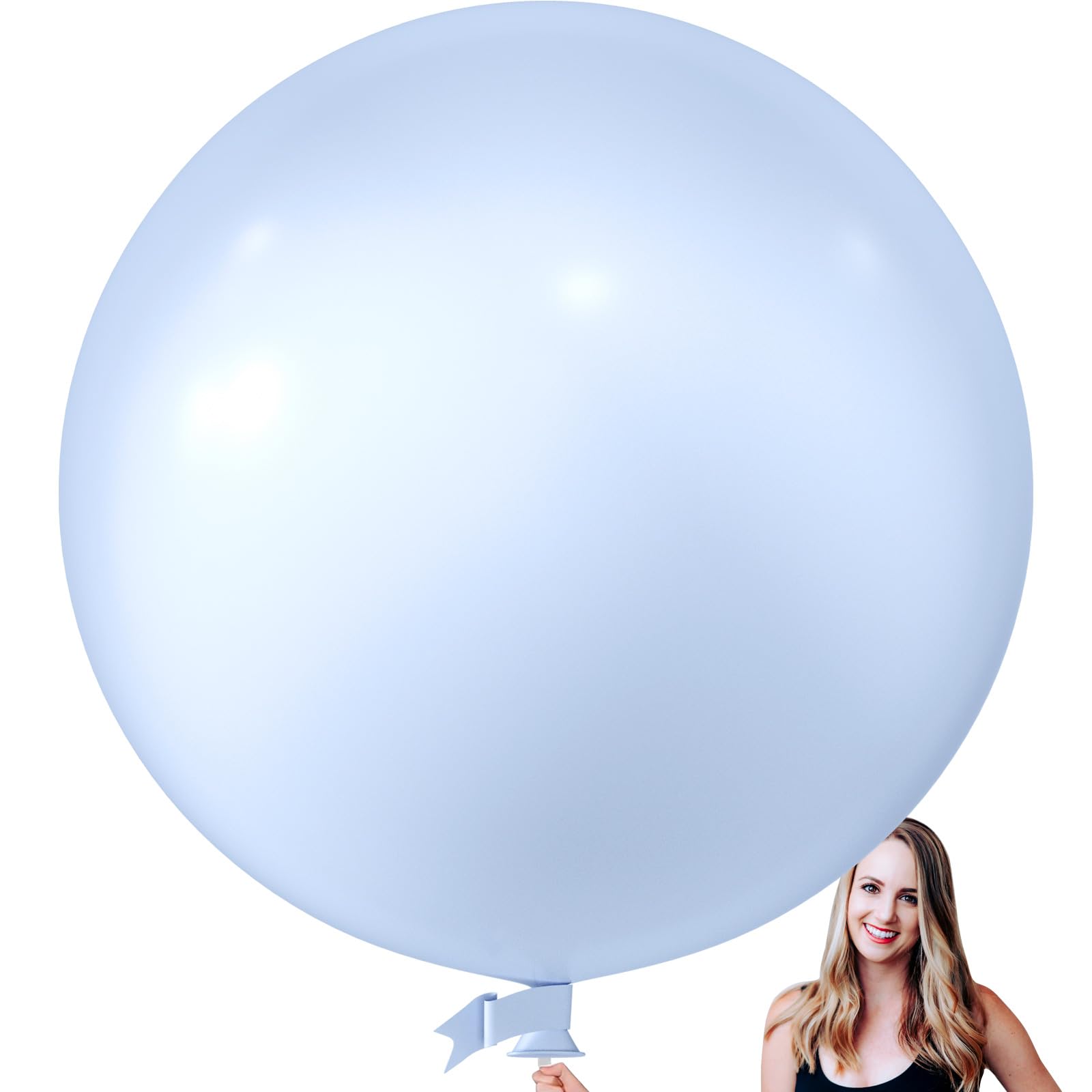 KALOR 36 Inch Giant Pastel Blue Balloons, 6 Pack Large Round Pastel Blue Latex Balloons for Anniversary, Birthday, Christmas, Wedding, Baby Shower