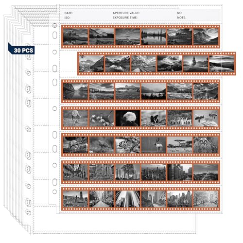 Image of 35mm Film Holder 135-7, Pack of 30 Acid Free Film Negative Sleeves, 35mm Negative Sleeves for Film Negative Storage, Up to 1260 Frames