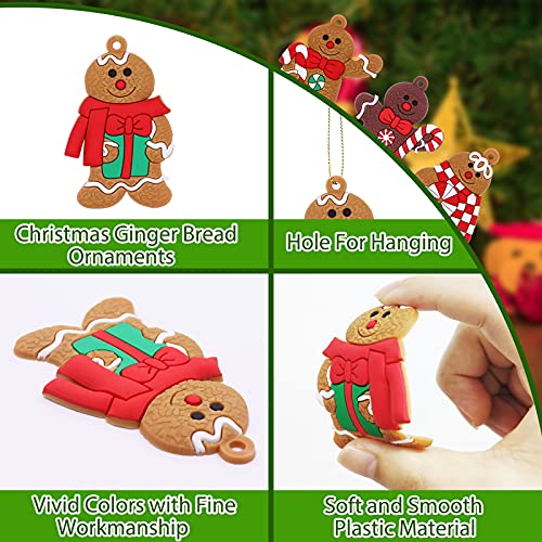 12 Pack Christmas Gingerbread Man Hanging Ornament, Assorted Mini Clay Figurine Xmas Gingerman Hanging Decorations, Traditional Gingerbread Man Doll Pendants For Christmas Tree Fireplace Decoration #TOP4