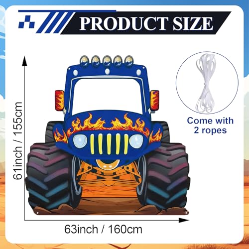 Fondo fotográfico monster truck azul grande para fiestas miniatura 2