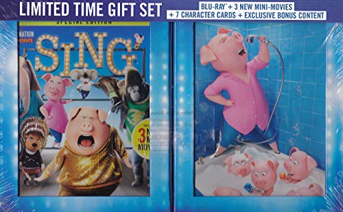 Sing (3 Mini-Movies + 7-Characters Cards) (Limited Time Gift Set) (Blu-ray + DVD)