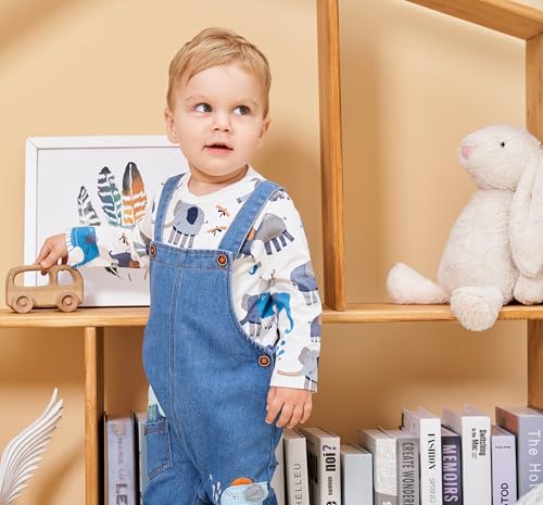 Image of Cute Baby Boy Clothes Suit Toddler Boys' Striped Long Sleeve T-Shirt+Denim Overalls Jumpsuit Pants Outfits Sets