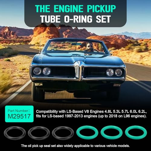 Image of M29517 Oil Pump Pickup Tube O-Ring Seals for LS Engines 4.8 5.3 5.7 6.0 6.2 LS1, 12584922 Engine Oil Pickup Tube Gasket Kit for LS-Based Engines1997-2013, 6 Pcs