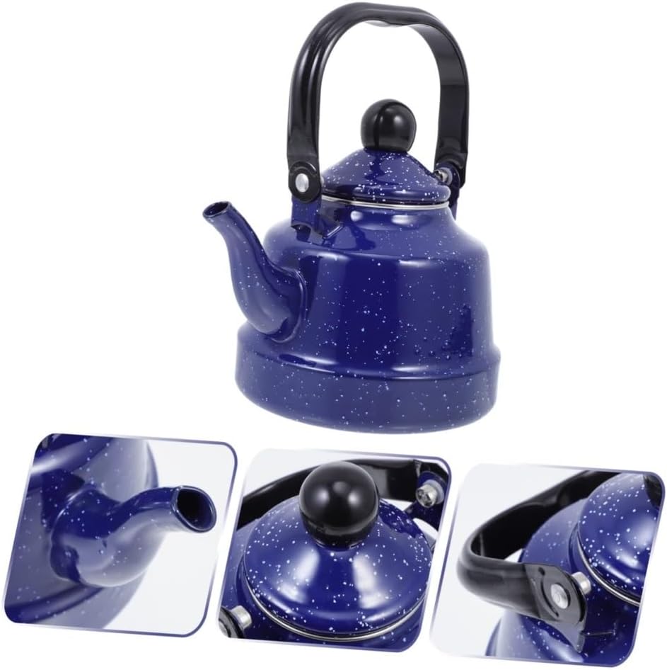 Stove top tea Kettle Enamel Kettle Round Teapot Hot Water Kettle Gas Kettle Enamel Kettle Stove Teapot Insulation Porcelain Teapot Durable and lightweight(1.1L)