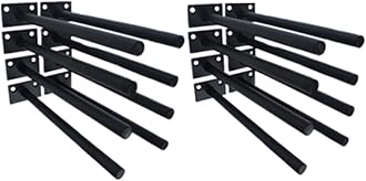 18 Pcs 8" Black Solid Steel Floating Shelf Bracket Blind Shelf Supports - Hidden Brackets for Floating Wood Shelves - Concealed Blind Shelf Support – Screws and Wall Plugs Included